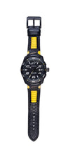 Carica l&#39;immagine nel visualizzatore di Gallery, ALPINESTARS TECH WATCH 3 HANDS CARBON FIBER DIAL BLACK STAINLESS STEEEL CASE WITH LUXURY HAND MADE BLACK/YELLOW LEATHER STRAP
